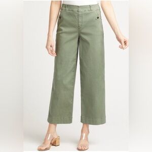 Spanx | Stretch Twill Cropped Wide Leg | Green | Women’s Size Large Petite